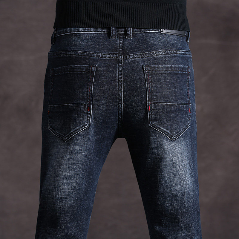 Jeans Men's loose straight tube Autumn Winter models Men's black Korean version trendy 100 hitch casual long pants