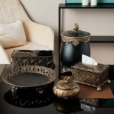 European living room light luxury trend simple fruit plate set resin retro large fruit basin ashtray desktop ornaments