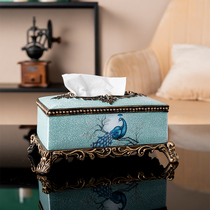 American minimalist light extravagant and versatile living room pumping paper box retro European-style paper towel box remote control integrated