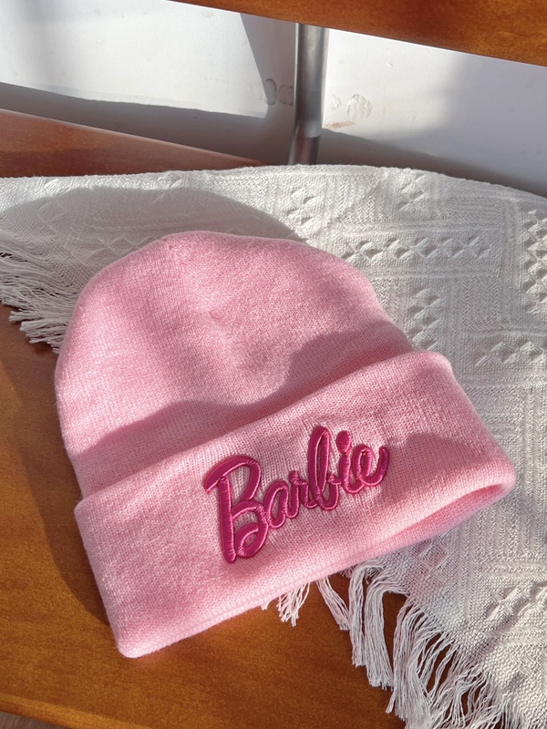 2025 New Autumn and Winter Barbie Knitted Hat, Cute, Fashionable and Versatile, Stereo Embroidered Woolen Hat, Women's Warm Ski Hat