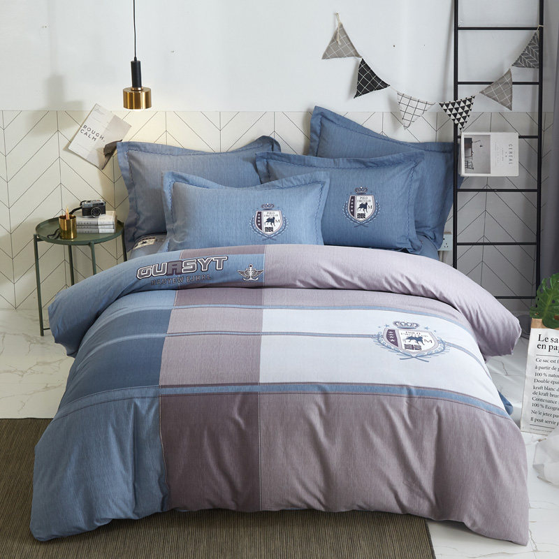 Crystal Home Textiles official website flagship store brushed cotton four-piece thickened cotton bedding simple quilt cover - Taobao