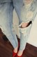 Ripped jeans women's summer 2023 new straight leg loose nine-point high waist slim harem carrot daddy pants