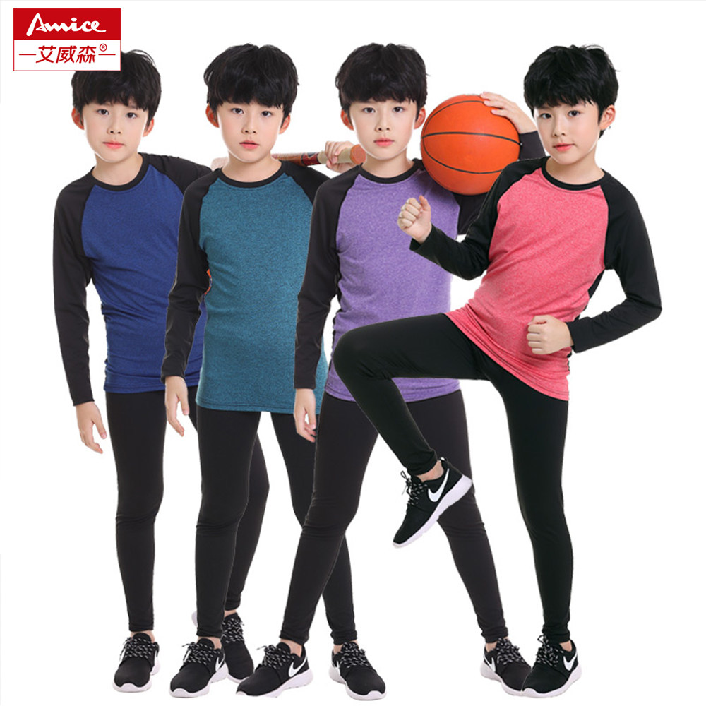 Children's basketball suit plays bottom boys training jersey kindergarten pupils quick-sleeved long sleeve tight clothes show suit