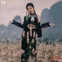 Chinese style ethnic style cheongsam Xiangxi Miaojiang Miss clothing Yao and Bai ethnic group travel shooting photo shoot sexy clothing