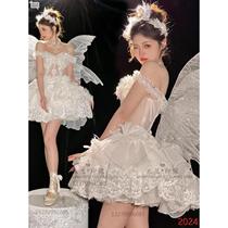 Photo studio shooting theme sweet dreamy white swan princess style ballet skirt photo costume art tube top dress