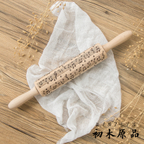 Hatsugi Original Fondant Printed Rolling Pin Laser engraved Cookie Roller Rolling Pin (staff pattern)