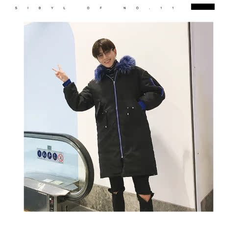 Cặp đôi áo khoác cotton 2018 thời trang mới cổng gió sinh viên màu lông trùm đầu cổ áo dày dày xuống áo khoác cotton nam áo khoác len