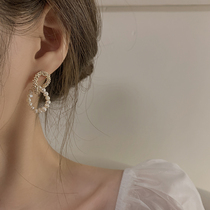 South Korea freshwater pearl earrings niche senior sense light luxury temperament earrings female 2021 New Tide Net red ear ornaments