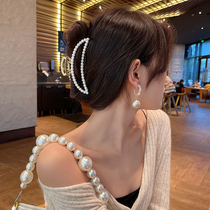 Korean Crescent Pearl hairclip grab clip large elegant temperament light luxury back of the head catch hairclip hair hairclip headgear