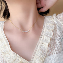 Smile Pearl Necklace Woman Summer Fashion Money Pure Silver Lock Bone Chain 2021 New Pop Light Extravagant LITTLE CROWD DESIGN