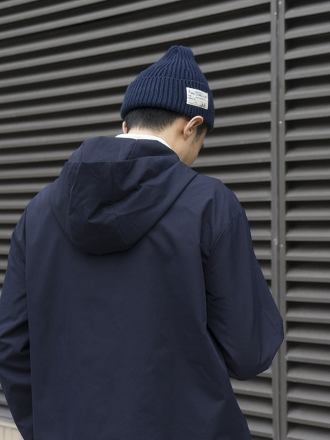 Labstore early spring Japanese style navy blue hooded loose shirts