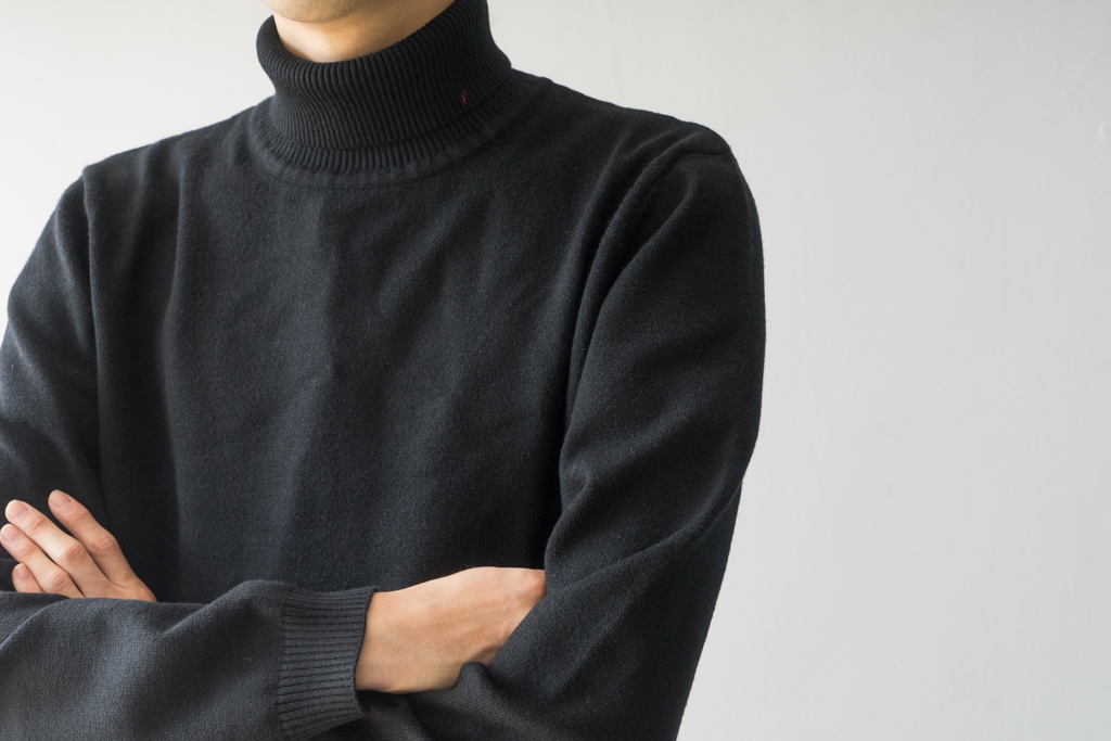 Phòng thí nghiệm cửa hàng Nhật Bản phong cách siêu thoải mái rắn màu áo thun cao cổ áo len áo len cao cổ