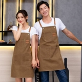 Мужской тканевый джинсовый кофейный водонепроницаемый фартук для работы, делается под заказ, с печатью вашего логотипа