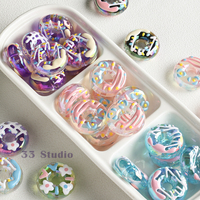 Versatile hand-painted acrylic AB color-plated donut beads mobile phone lanyard beads diy accessories material loose beads