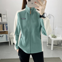 Windproof warm delicate and skin-friendly polar fleece outerwear for women patchwork fleece jacket anti-static jacket trendy lining