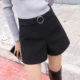 Thu đông 2018 mới quần short len ​​nữ phiên bản cao của Hàn Quốc là quần lửng ống rộng giản dị hoang dã mặc quần ống rộng ống quần quần sooc bò nữ