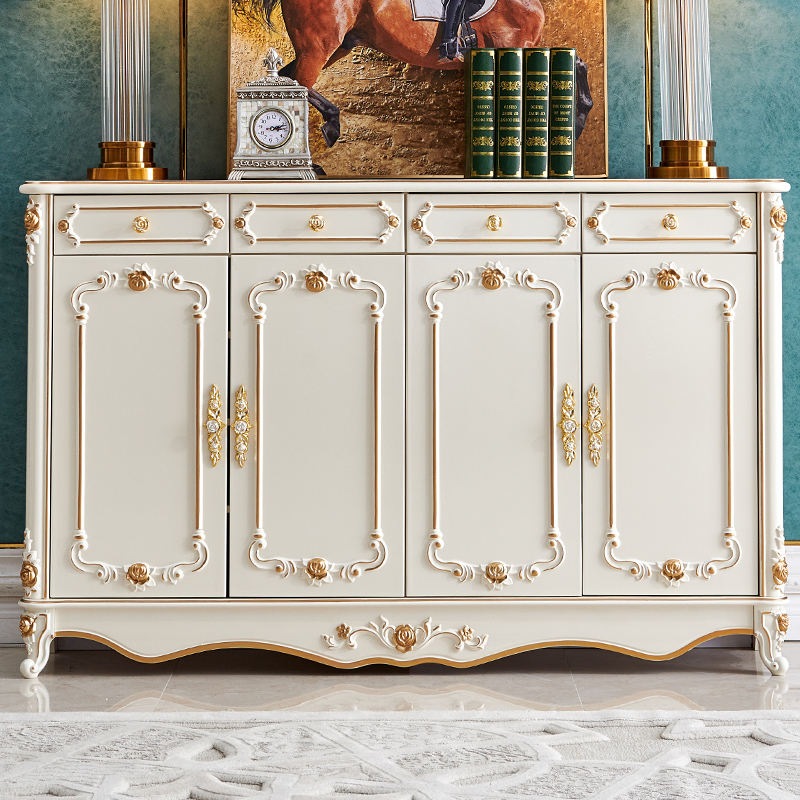 Modern Pearl Lacquered Champagne Gold Baking Lacquered Eurostyle Carved Shoes Cabinet Xuan Guan Cabinet Large Capacity Shoes Cabinet Special Price New