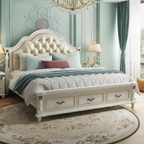 American double bed light luxury European solid wood white princess bed master bedroom modern simple 1 5 furniture set combination