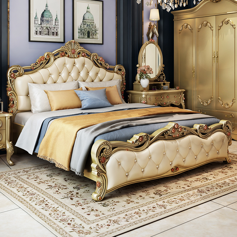 Eurobed Master Bedroom Luxurious Solid Wood Bed Court Princess Bed Twin Beds Modern Minimalist Minimalist Eurostyle small family