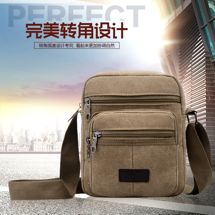 Middle-aged and elderly men canvas one-shoulder oblique cross-fitting small bag men's old man grandpa old man dad carry small backpack