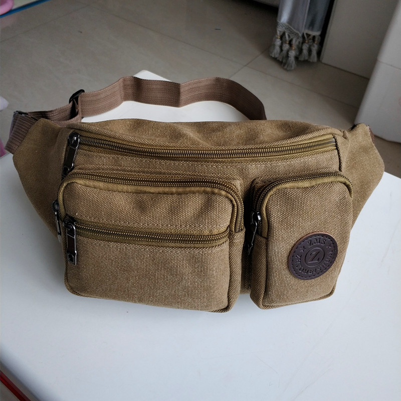 Men's Waist Bag Canvas Casual Waterproof Oxford Cloth Wallet Business Bag Women's Multifunctional Practical Large Capacity Wearable