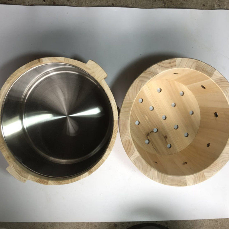 Wood Barrel Boiling Fish Jiukong Fountain Nourishing Hot Pot Fragrant Cedar Wood Barrel Induction Stove Gas Stone Heating Dining Room Commercial