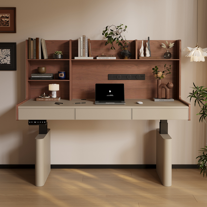Modern Simple Electric Lift Table 2026 New Model with Bookshelf Desk Dual Motor Smart Office Study Desk Modern Simple Electric Lift Table 2026 New Model with Bookshelf Desk Dual Motor Smart Office Study Desk