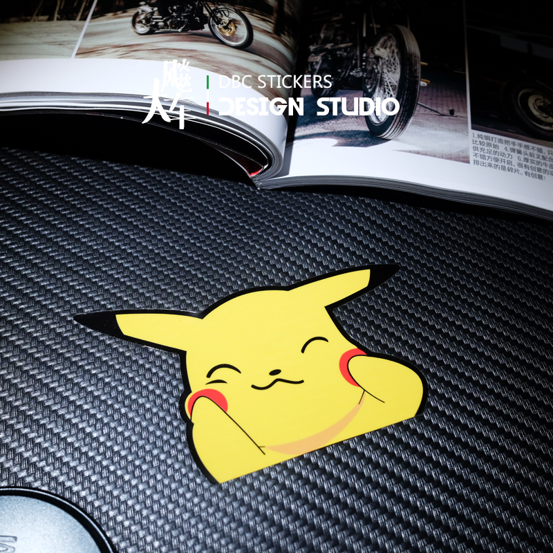 Car Reflective Patch Creative Personality Car Sticker Yellow Leather Kachu Fun Patch Shelter Scratched Car Sticker