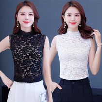 Fake collar children with sweater anti-walking and summer thin lace bottom vest with half-high-collar blouse