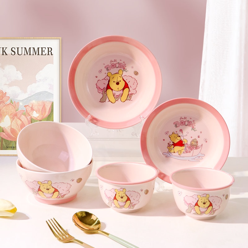 Yachengde Rice Bowl Food-Grade Ceramic Bowl for Home Use 2025 New Winnie the Pooh Tableware Cartoon Bowl Same as Supermarket Version