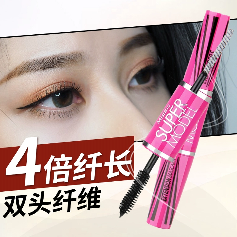 Thái Lan Mistine4d mascara hai đầu nữ không thấm nước uốn cong không nở mã hóa kéo dài màu đỏ đích thực - Kem Mascara / Revitalash