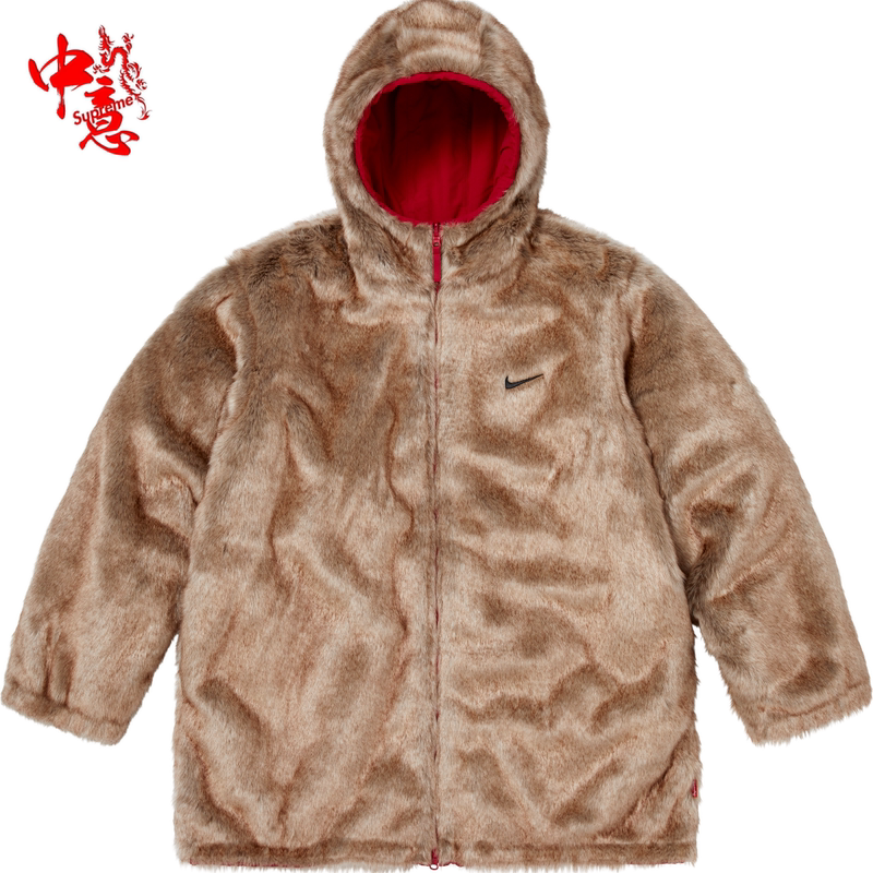 Zhongyi Supreme Nike Faux Fur Parka Nike Collaboration Double-Sided Fur Coat Zhongyi Supreme Nike Faux Fur Parka Nike Collaboration Double-Sided Fur Coat