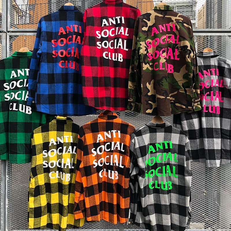 Assc Shirt Inspection Anti Social Social Club Couple Flannel Red and Blue Plaid Jacket for Men