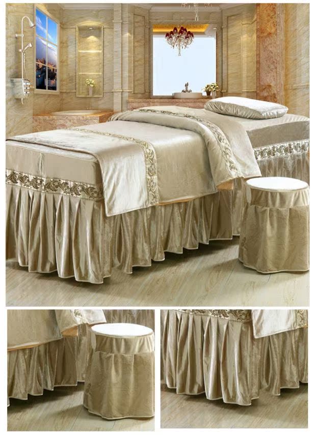 Cao cấp làm đẹp massage giường đơn giản spa bốn mảnh cotton và vải lanh màu xám đẹp giường đơn mảnh tùy chỉnh thực hiện - Trang bị tấm mẫu ga trải giường spa