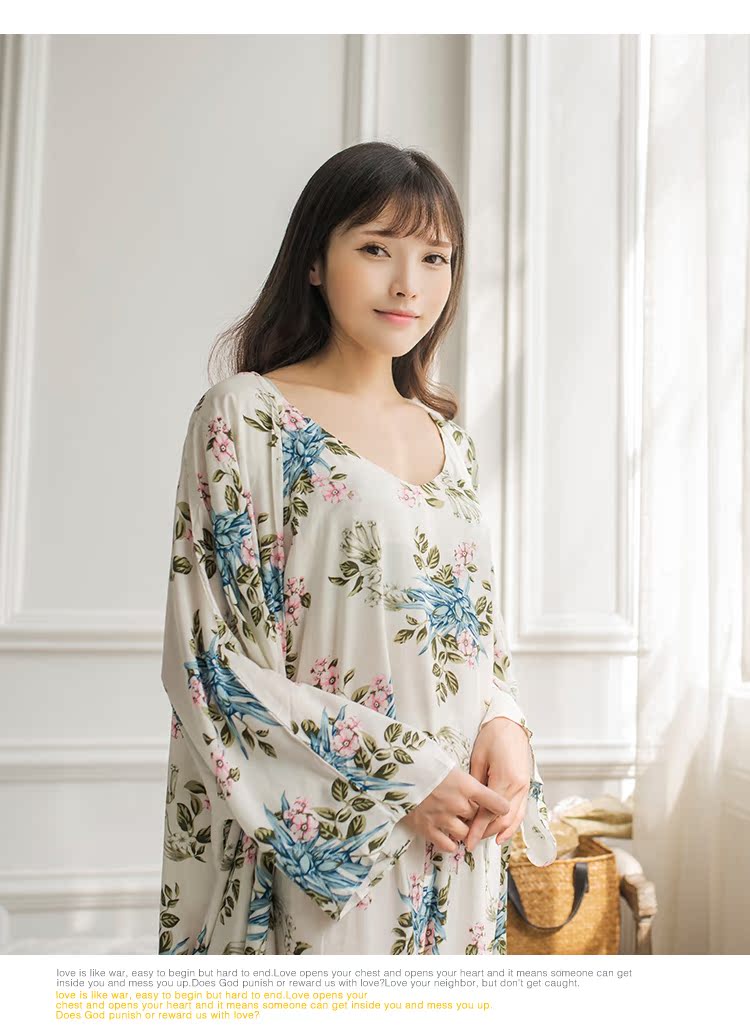 Mùa thu đông phiên bản Hàn Quốc của áo thun hoa nhà dịch vụ đồ ngủ ba dây cotton gợi cảm dài tay quần ống rộng mới - Cặp đôi đồ ngủ nữ quần áo ngắn