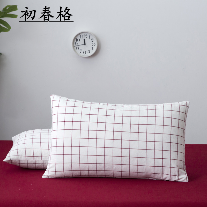 MUJI Giặt bông Gối Vỏ bông Người lớn Sọc Sọc Rắn Màu Đơn Sinh Viên Gối Gối gối trúc điều hòa