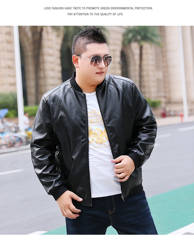 Cộng với phân bón XL da nam và nhung mùa đông ấm áp áo khoác PU quần áo béo người béo áo XL áo phao bomber nam