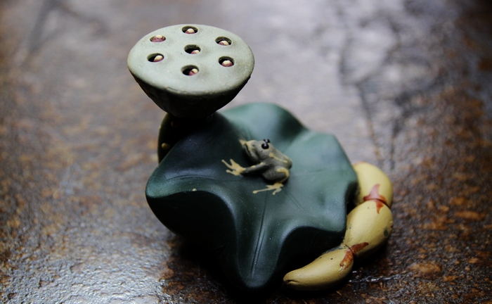 Authentic Yi gốc mỏ tím cát trà cửa hàng thú cưng có thể nuôi lá sen ếch sen Kung Fu bộ trà trang sức sáng tạo đồ trang trí - Trà sứ bộ ấm trà cao cấp