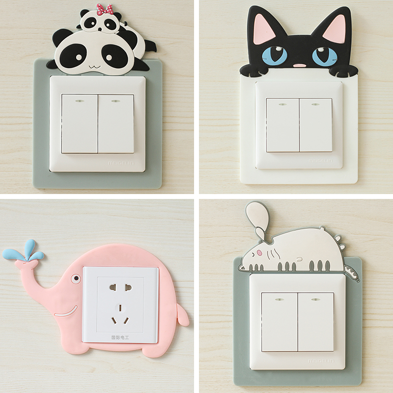 Living room simple modern wall sticker protective cover Creative living room bedroom wall bedroom animal socket cute sticker