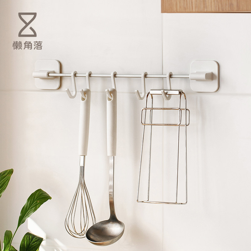 Lazy corner wall-mounted hook-free kitchen hanging rod hook on the hook wall contains the trace-free hook