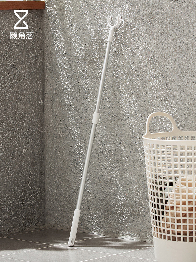 Lazy corner support rod aluminum rod retractable hanging drying rod Household fork pick rod balcony drying rod 66481