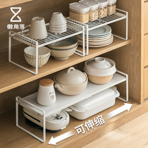 Lazy corner kitchen iron layered shelf multi-layer partition storage bowl pot scrambling material shelf