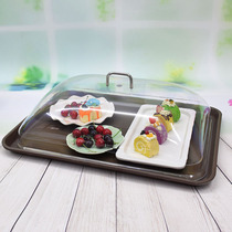 Non-slip plastic tray hotel restaurant delivery food delivery dish tray rectangular dust cover transparent cover Cup plate