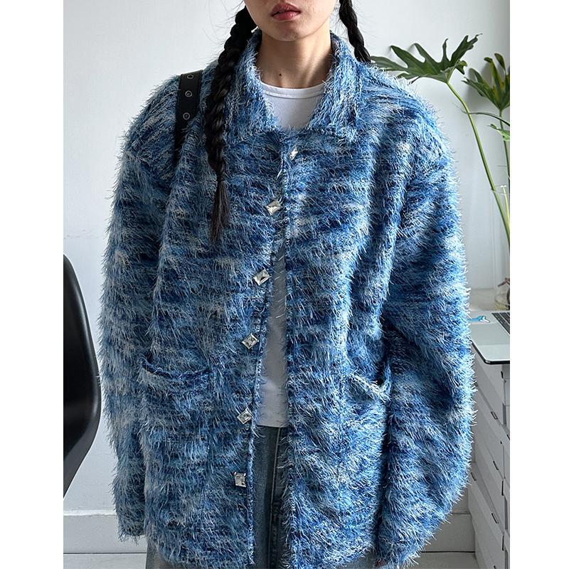 No Addiction Pie Niche Small Fragrant Style Fringed Fur Shirt 2025 Spring New Loose Casual Shirt Cardigan Jacket for Men and Women