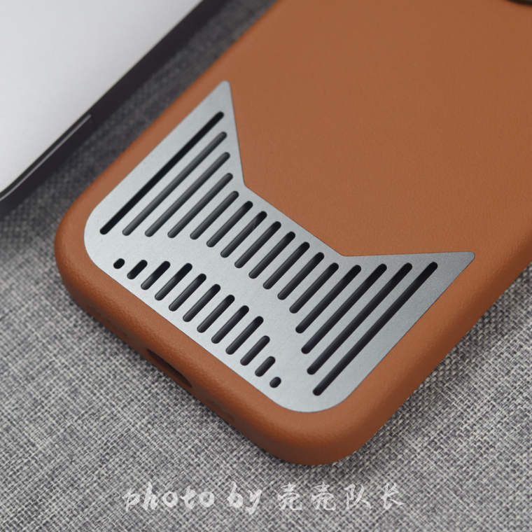 Urban Grey Cat Ear Cutout Leather Metal Heatsink iPhone Case