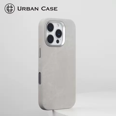 Urban Case Light Grey Fabric Silver Trim Phone Case for iPhone 17, 16, 15, 14, 13 and 12