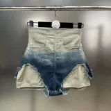 Весенний цветной комплект, джинсовая юбка, шорты, 2023 года, градиент, высокая талия