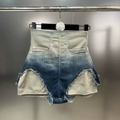 Весенний цветной комплект, джинсовая юбка, шорты, 2023 года, градиент, высокая талия