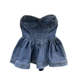 Корсет, джинсовый топ без лямок, осенний, по фигуре, европейский стиль