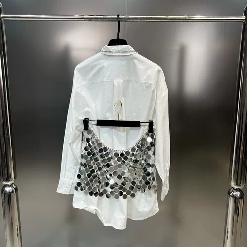 Весенний летний лонгслив, цепь, ожерелье, рубашка, блестки для ногтей, юбка, комплект, 2023 года, длина миди